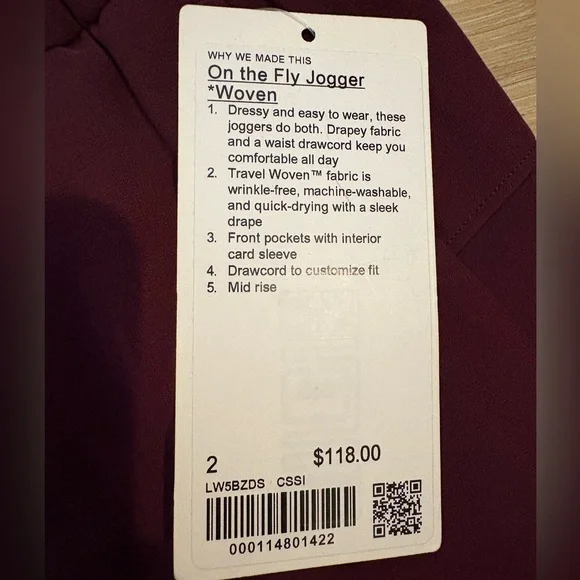 Lululemon On the Fly Jogger *Woven in Cassis NWT